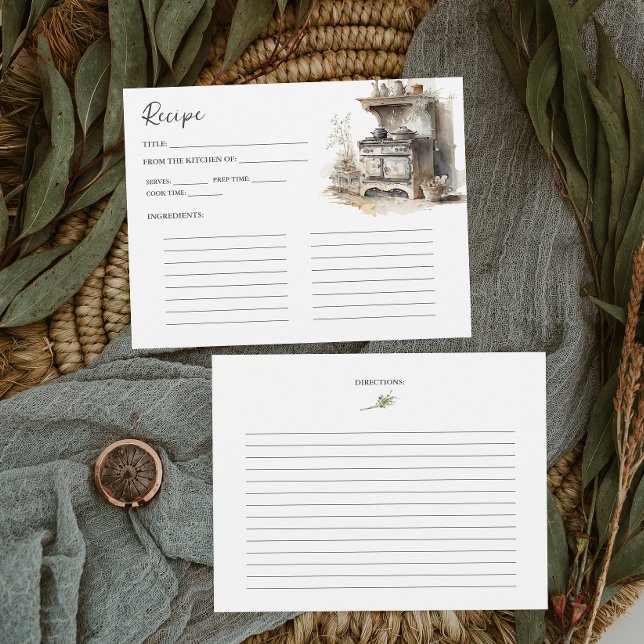 D'accompagnement Cuisine de campagne | Carte de recette pour enterr (Créateur téléchargé)