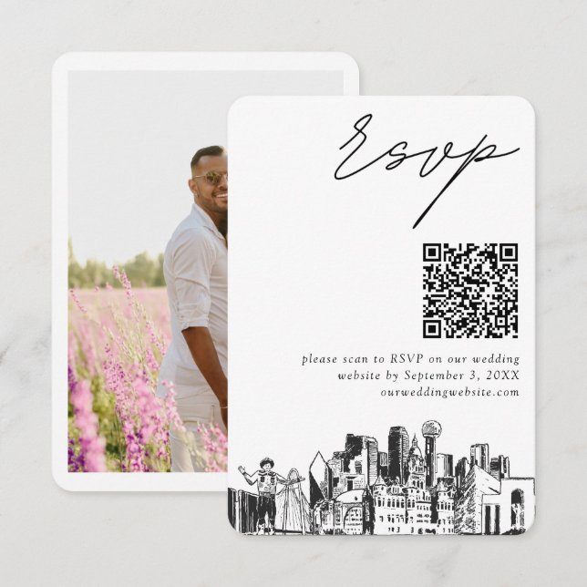 D'accompagnement Dallas Wedding RSVP QR Code Carte de petit boîtier (Devant / Derrière)