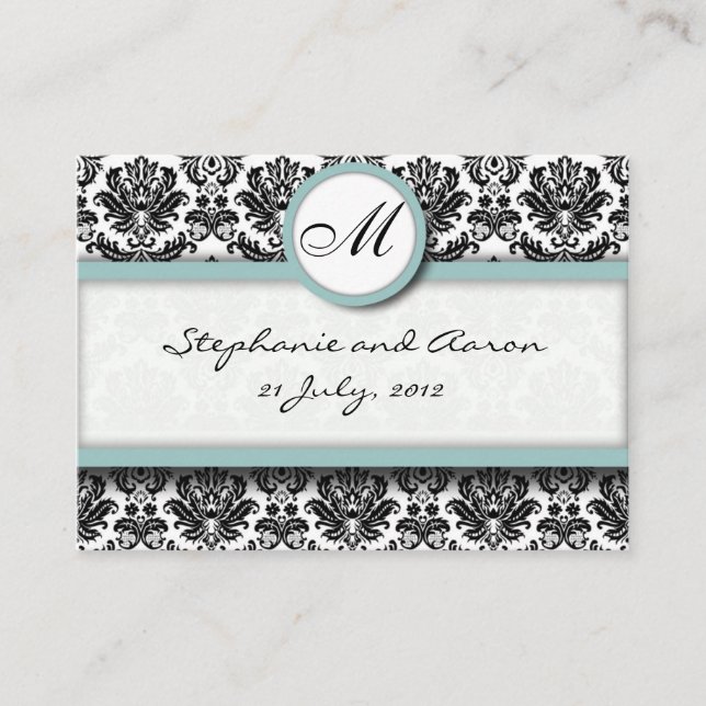 D'accompagnement Damask Avec Tiffany Mariage Site Carte de visite (Devant)