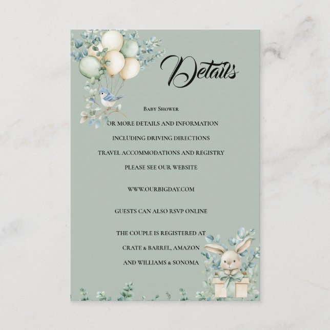 D'accompagnement Détails de la carte de boîtier baby shower (Devant)