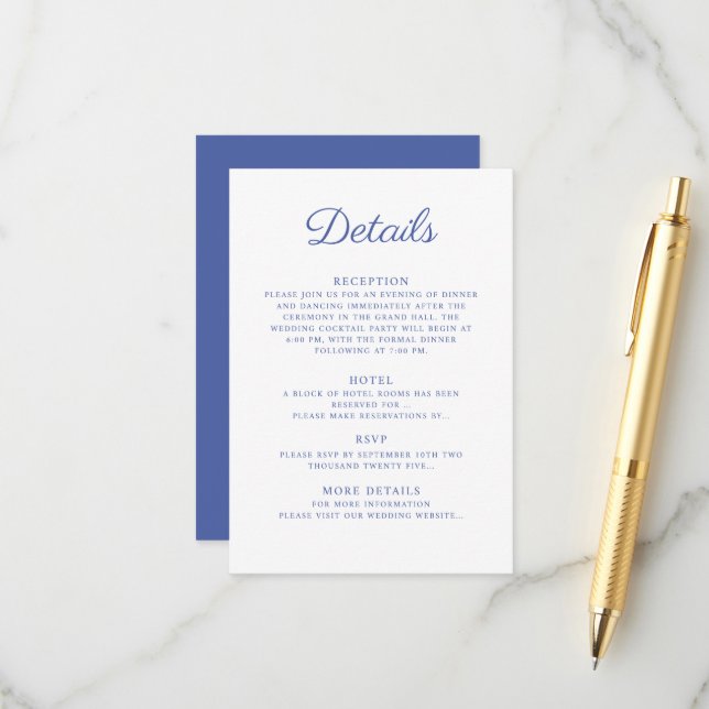 D'accompagnement Détails de la carte de boîtier pour le Mariage. (Devant/Arrière en situation)