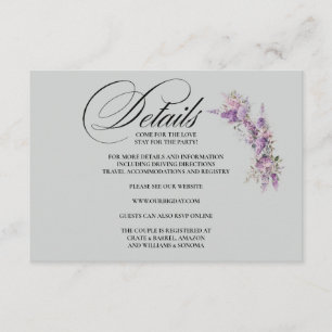 D'accompagnement Détails de la carte de clôture florale de lilas