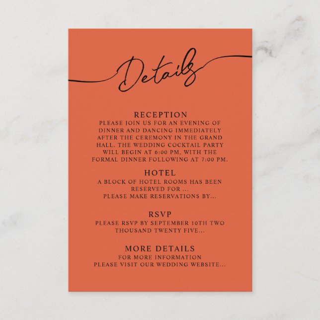 D'accompagnement Détails de la carte de fermeture pour mariage Boho (Devant)