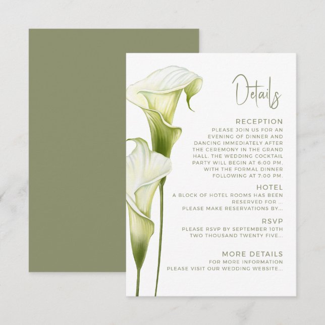 D'accompagnement Détails de la carte jointe pour mariage.  (Devant / Derrière)