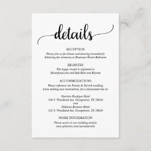 D'accompagnement Détails du mariage, carte de boîtier de script rus