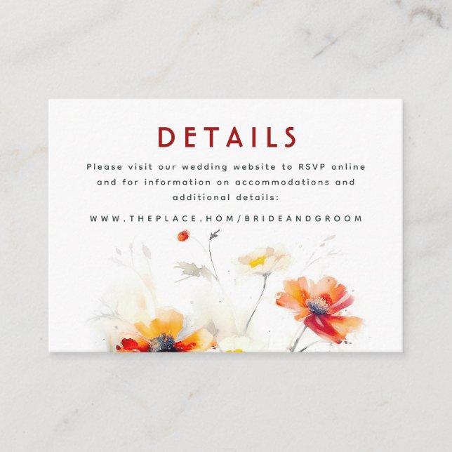 D'accompagnement Détails du mariage Carte de petit boîtier (Devant)