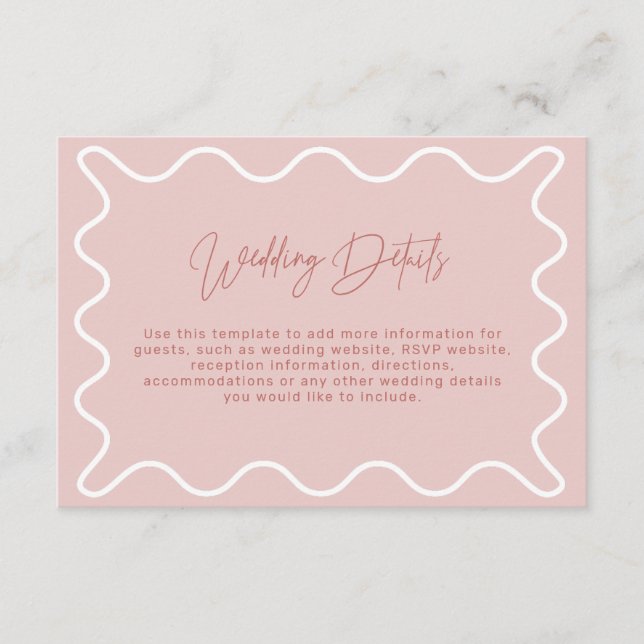 D'accompagnement Détails du Mariage frontalier rose-valet - Carte d (Devant)