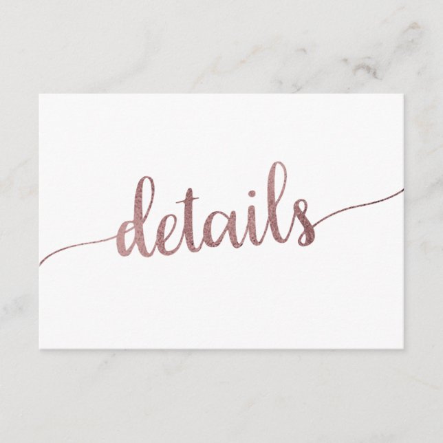 D'accompagnement Détails du Mariage Gold rose Insérer une carte (Devant)