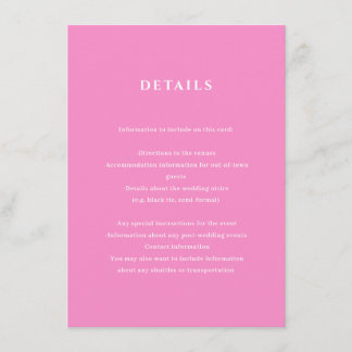 D'accompagnement Détails du Mariage rose vif Carte de boîtier