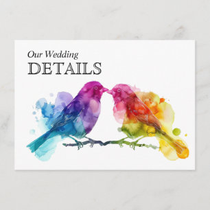D'accompagnement DÉTAILS mariages Carte de boîtier Rainbow Lovebird