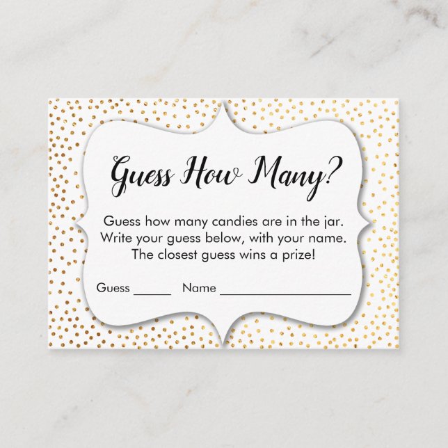 D'accompagnement Devinez Combien ? Carte de jeu White avec Gold Con (Devant)