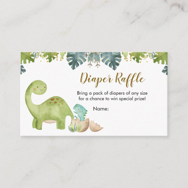 D'accompagnement Dinosaur Green Baby shower Dinosaure Carte Raffle (Devant)