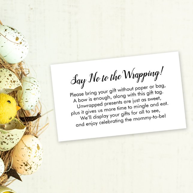D'accompagnement Dites non à l'emballage Baby shower blanc carte ca (Créateur téléchargé)