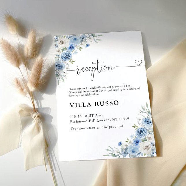 D'accompagnement Dusty Blue Ivory Wedding Carte de la réception (Créateur téléchargé)