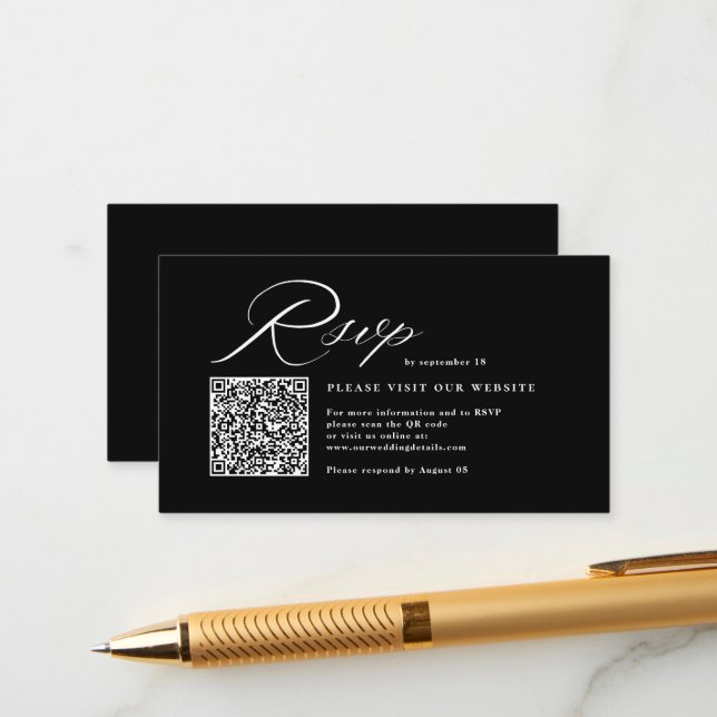 D'accompagnement Écriture Calligraphique Élégante & Carte de Répons (Devant/Arrière en situation)