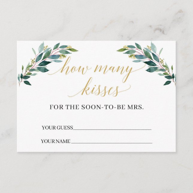 D'accompagnement Eeucalyptus vert Combien de baisers jeu Carte (Devant)