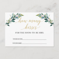 Eeucalyptus vert Combien de baisers jeu Carte