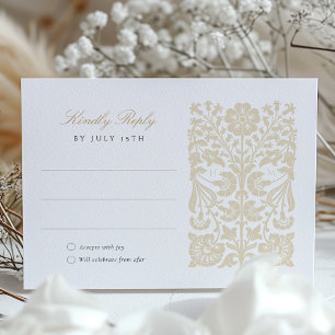 D'accompagnement Elégant Beige et ivoire Floral Wedding Carte RSVP