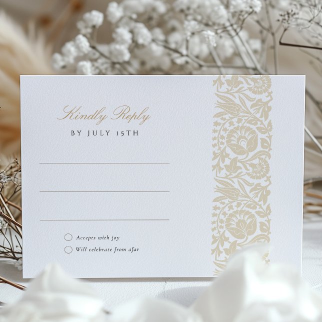 D'accompagnement Elégant Beige et ivoire Floral Wedding Carte RSVP (Créateur téléchargé)