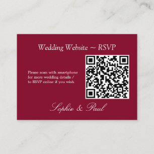 D'accompagnement Elegant Bourgogne QR Code Site Web Carte RSVP