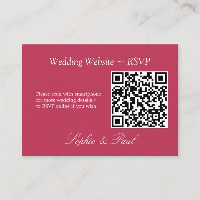 D'accompagnement Elegant Carmine Magenta QR Code Site Web Carte RSV (Devant)