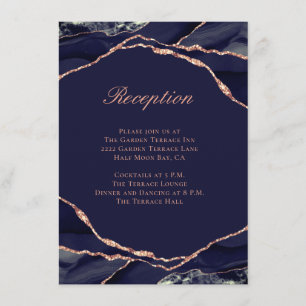 D'accompagnement Élégant Carte de Réception de Mariage Agate Navy R