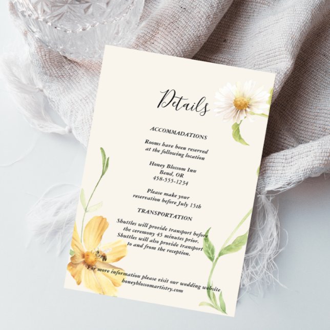 D'accompagnement Elegant Daisy Mariage Détails Carte de boîtier (Créateur téléchargé)