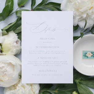 D'accompagnement Elégant Dusty Blue Calligraphy Mariage carte détai