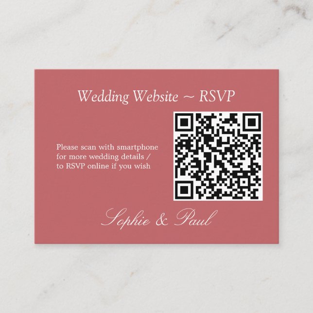 D'accompagnement Elegant Dusty Rose rose QR Code Site Web Carte RSV (Devant)