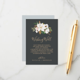 D'accompagnement Élégant Magnolia Carte Mariage noir Wishing Well
