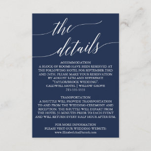 D'accompagnement Elegant Marine Calligraphy Mariage Détails Carte