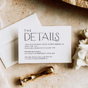 D'accompagnement Élégant minimal Détails du Mariage Carte de boîtie