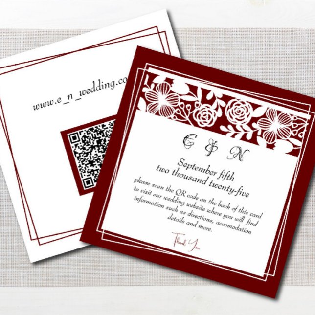 D'accompagnement Élégant Monogramme Maroon Détails Carte de boîtier (Créateur téléchargé)