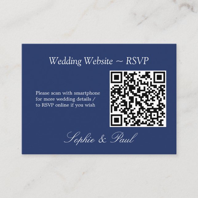 D'accompagnement Elegant Navy Blue QR Code Site Web Carte RSVP (Devant)