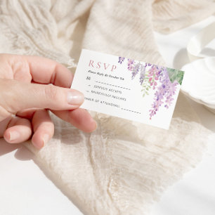 D'accompagnement Elégant Purple Wisteria Flowers Mariage Carte RSVP