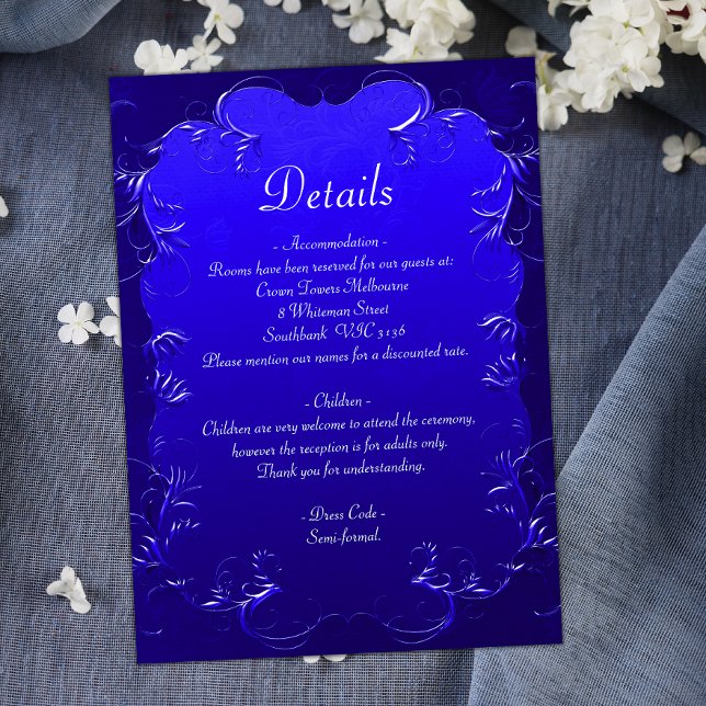 D'accompagnement Elégant Royal Blue Mariage Détails Carte de boîtie (Créateur téléchargé)