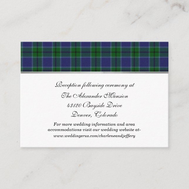 D'accompagnement Elegant Scott Clan Plaid Mariage carte de boîtier (Devant)