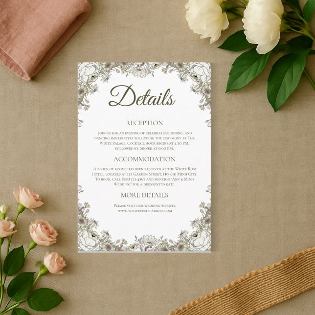 D'accompagnement Elégante carte de détails de Mariage Brown floral  (Créateur téléchargé)