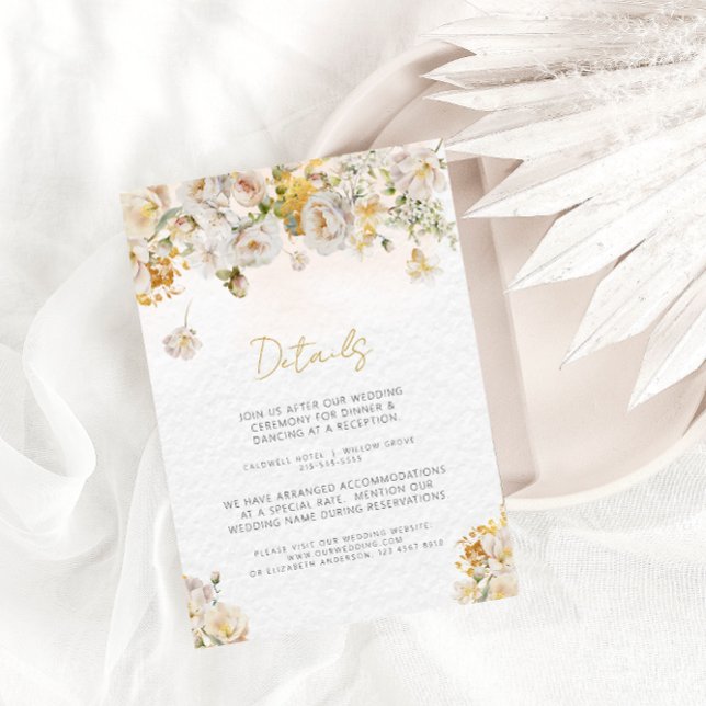D'accompagnement Elégante carte de détails de Mariage Floral Gold B (Créateur téléchargé)