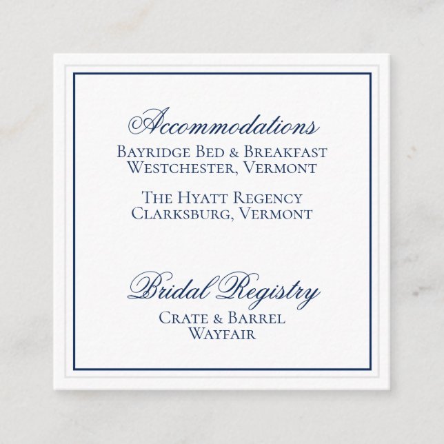 D'accompagnement Elégante carte de détails Mariage bleu et blanc ma (Devant)