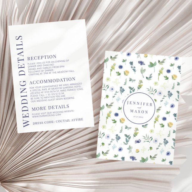 D'accompagnement Elégante carte de détails mariage de fleurs bleues (Créateur téléchargé)