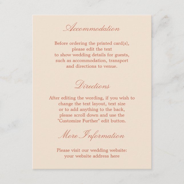 D'accompagnement Élégante carte de détails Mariage de script en ter (Devant)