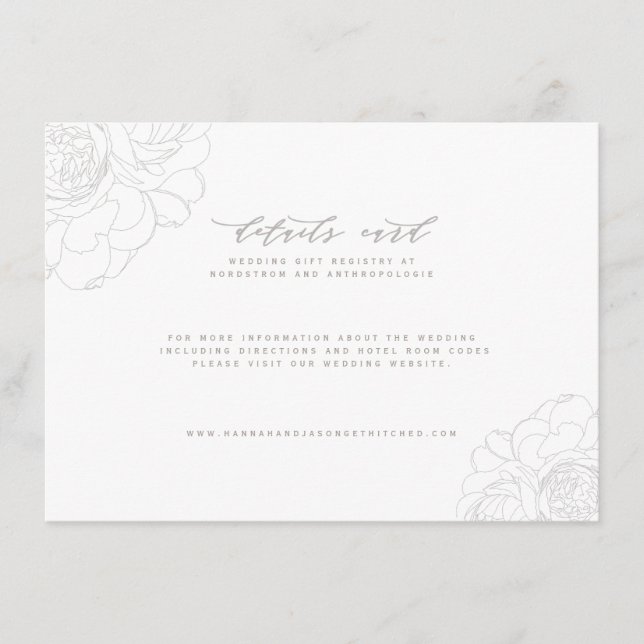 D'accompagnement Elégante carte de détails mariage floral (Devant)
