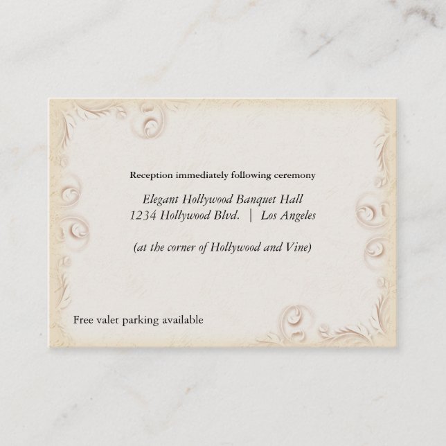 D'accompagnement Élégante Carte de réception de mariage avec défile (Devant)