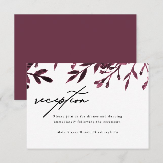 D'accompagnement Elégante carte de réception de mariage botanique (Devant / Derrière)