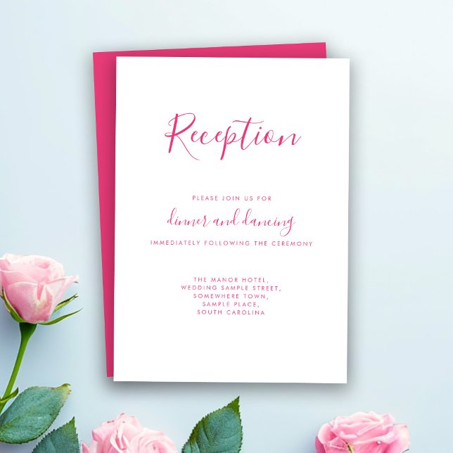D'accompagnement Élégante carte de réception de mariage rose minima (Créateur téléchargé)