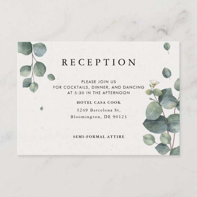 D'accompagnement Elégante Carte De Réception Eucalyptus (Devant)