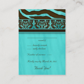 D'accompagnement Elégante carte de réponse de mariage Zebra Damask 