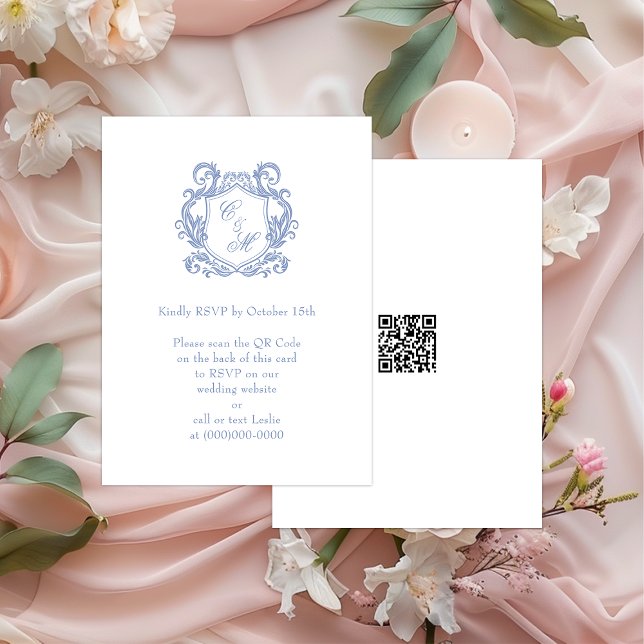 D'accompagnement Élégante carte de réponse QR Code avec monogramme  (Créateur téléchargé)