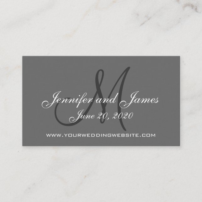 D'accompagnement Elégante carte de site Web Mariage Charcoal Grey (Devant)